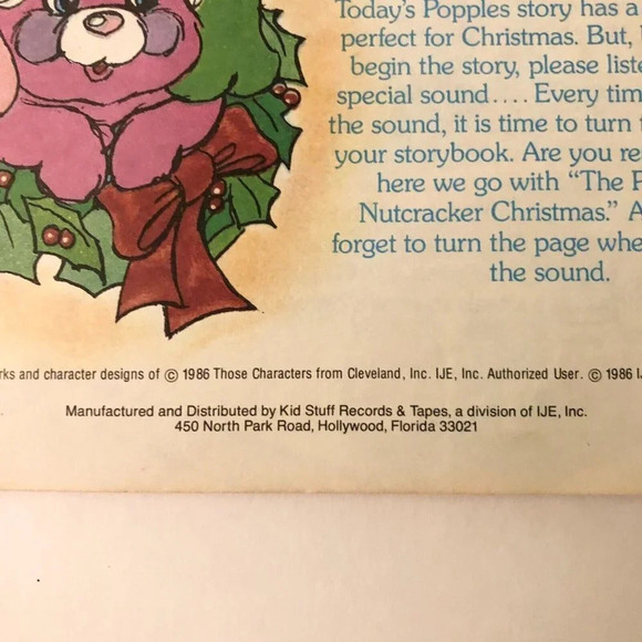 Vintage 1986 The Popples Nutcracker Christmas Read Along Book Only No Record - Picture 7 of 15
